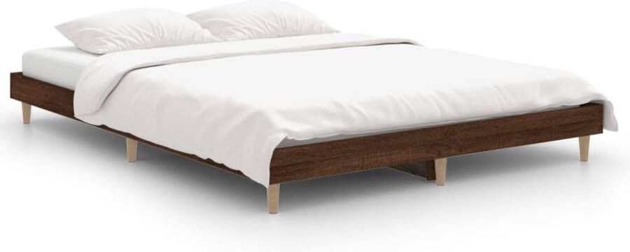 VidaXL -Bedframe-bewerkt-hout-bruineikenkleurig-135x190-cm