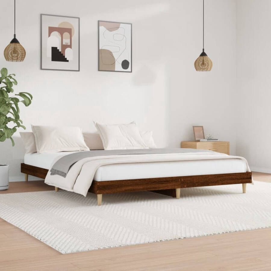 VidaXL Bedframe zonder matras bewerkt hout bruin eikenkleur 160x200 cm - Foto 6