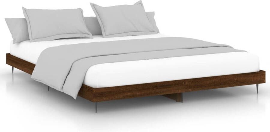 VidaXL Bedframe zonder matras 200x200 cm spaanplaat bruin eikenkleurig - Foto 2