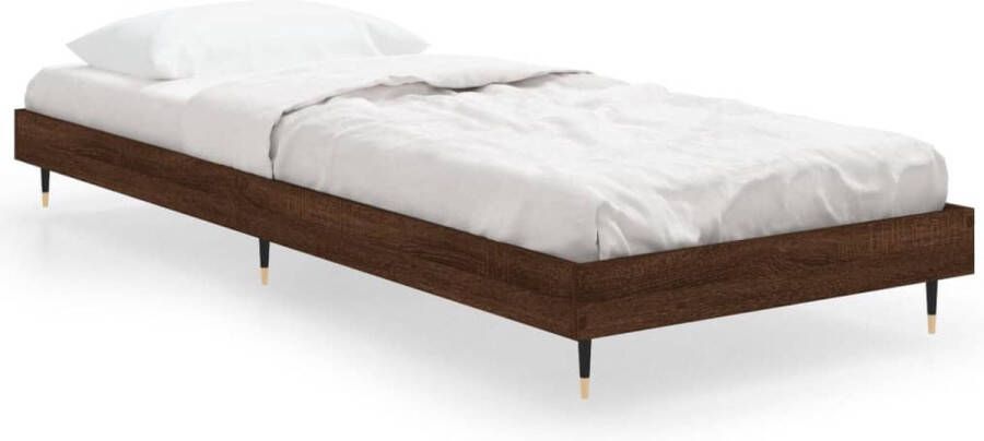 VIDAXL Bedframe zonder matras bewerkt hout bruin eikenkleur 75x190 cm - Foto 2