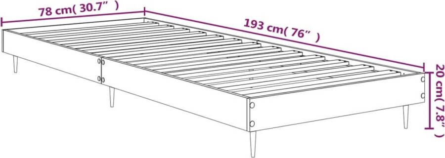 VIDAXL Bedframe zonder matras bewerkt hout bruin eikenkleur 75x190 cm - Foto 3