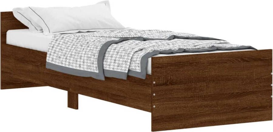 VidaXL -Bedframe-bewerkt-hout-bruineikenkleurig-75x190-cm-Small-Single - Foto 4