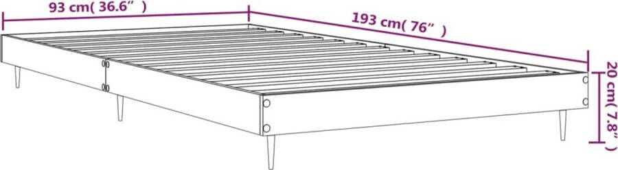 VidaXL Bedframe zonder matras bewerkt hout bruin eikenkleur 90x190 cm - Foto 5