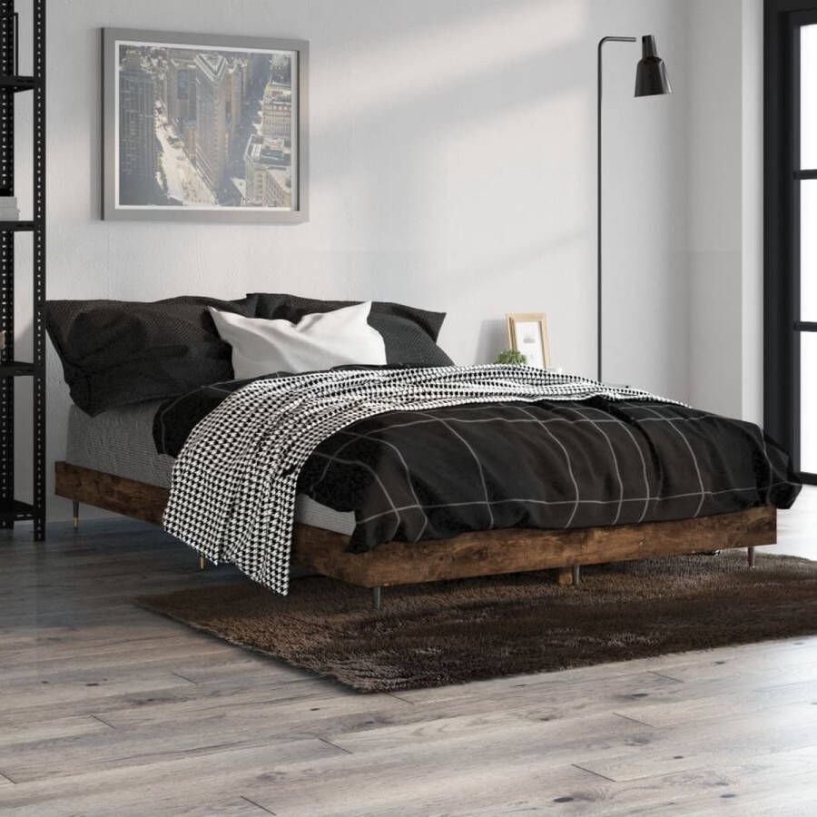 VIDAXL Bedframe zonder matras hout gerookt eikenkleurig 120x190 cm - Foto 4