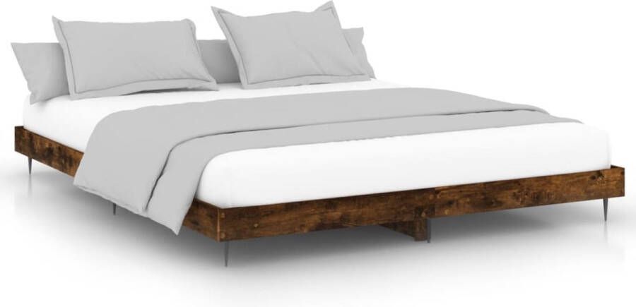 VidaXL -Bedframe-bewerkt-hout-gerookt-eikenkleurig-160x200-cm