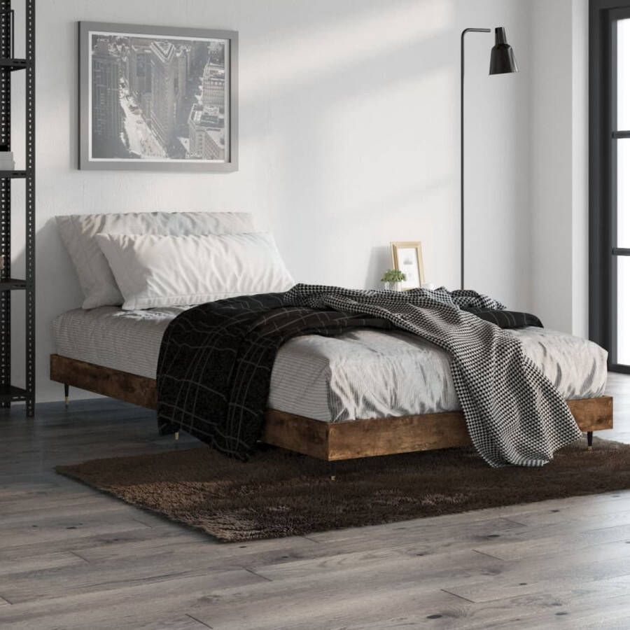 VIDAXL Bedframe zonder matras hout gerookt eikenkleurig 90x190 cm - Foto 4