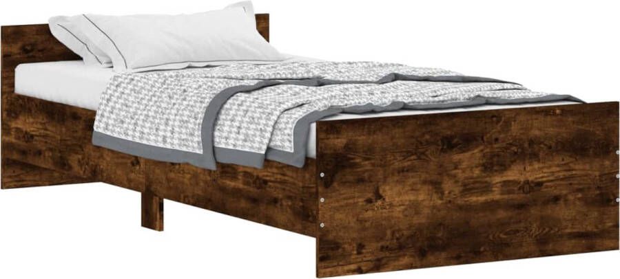 VIDAXL Bedframe zonder matras hout gerookt eikenkleurig 90x190 cm - Foto 4