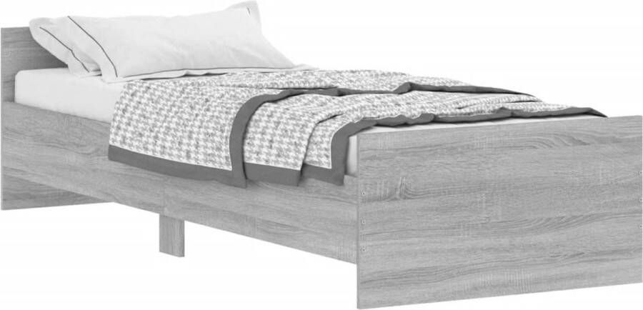 VidaXL -Bedframe-bewerkt-hout-grijs-sonoma-eiken-75x190-cm-Small-Single - Foto 4