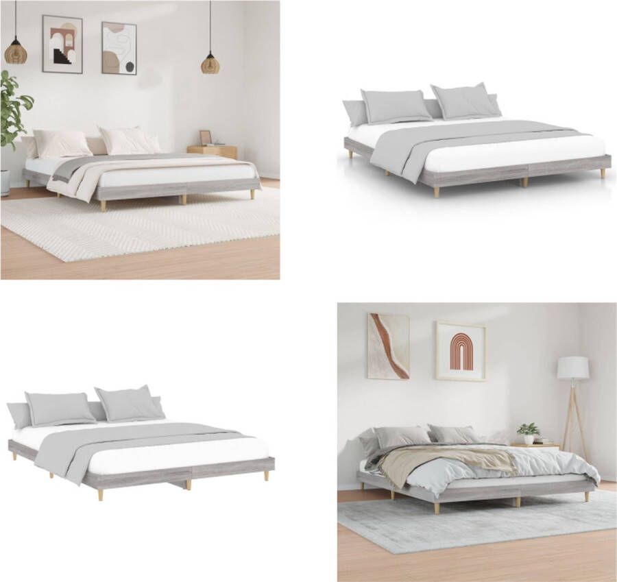 VidaXL Bedframe bewerkt hout grijs sonoma eikenkleurig 160x200 cm Bedframe Bedframes Bed Frame - Foto 4