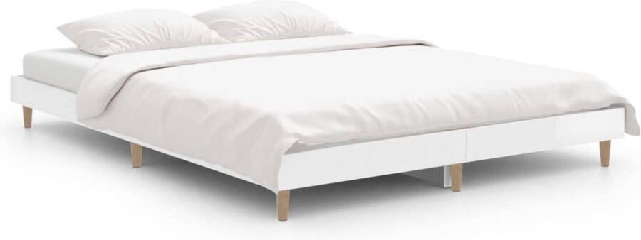 VidaXL -Bedframe-bewerkt-hout-hoogglans-wit-135x190-cm - Foto 2