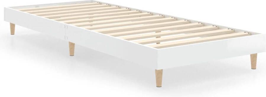 VidaXL -Bedframe-bewerkt-hout-hoogglans-wit-75x190-cm