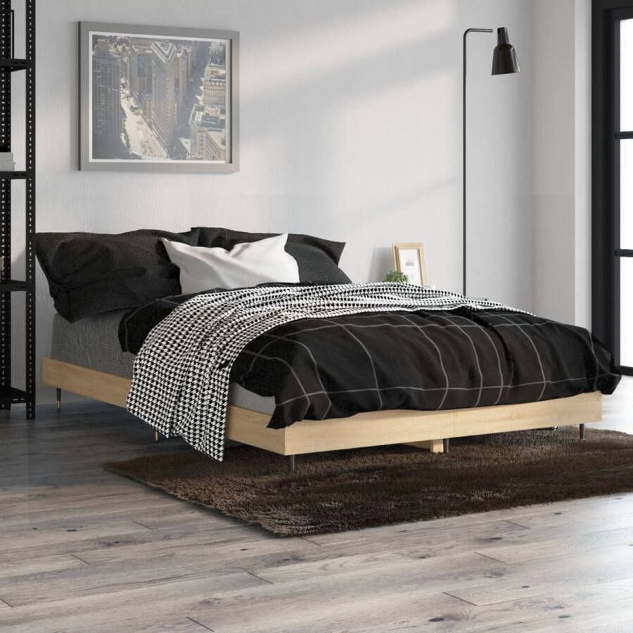 VIDAXL Bedframe zonder matras hout sonoma eikenkleurig 120x190 cm - Foto 4