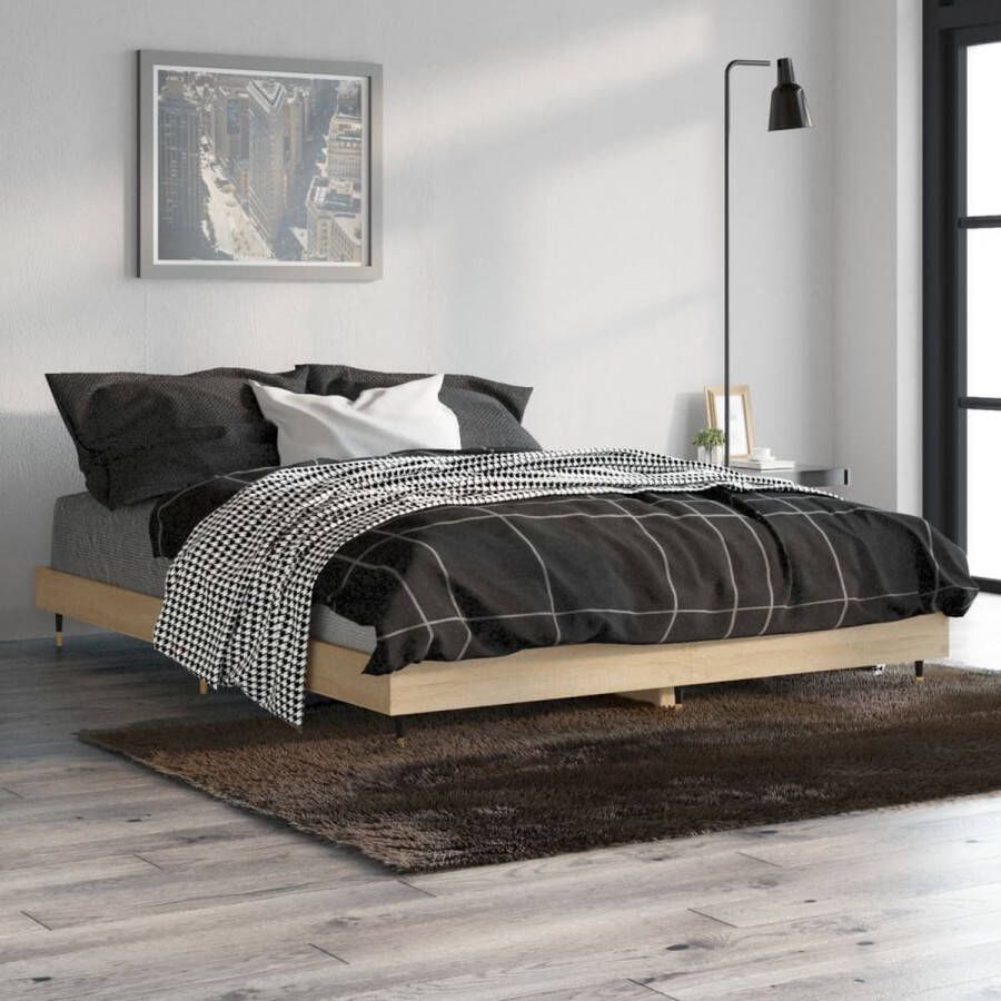 VIDAXL Bedframe zonder matras hout sonoma eikenkleurig 140x190 cm - Foto 4