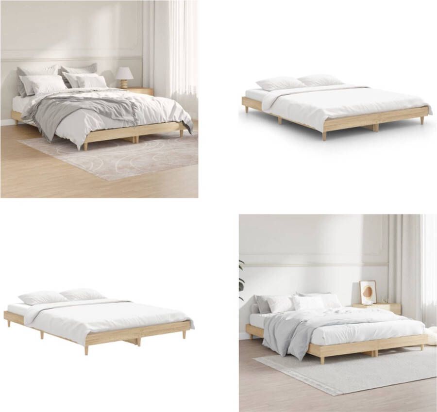 VidaXL Bedframe bewerkt hout sonoma eikenkleurig 90x190 cm Bedframe Bedframes Bed Frame