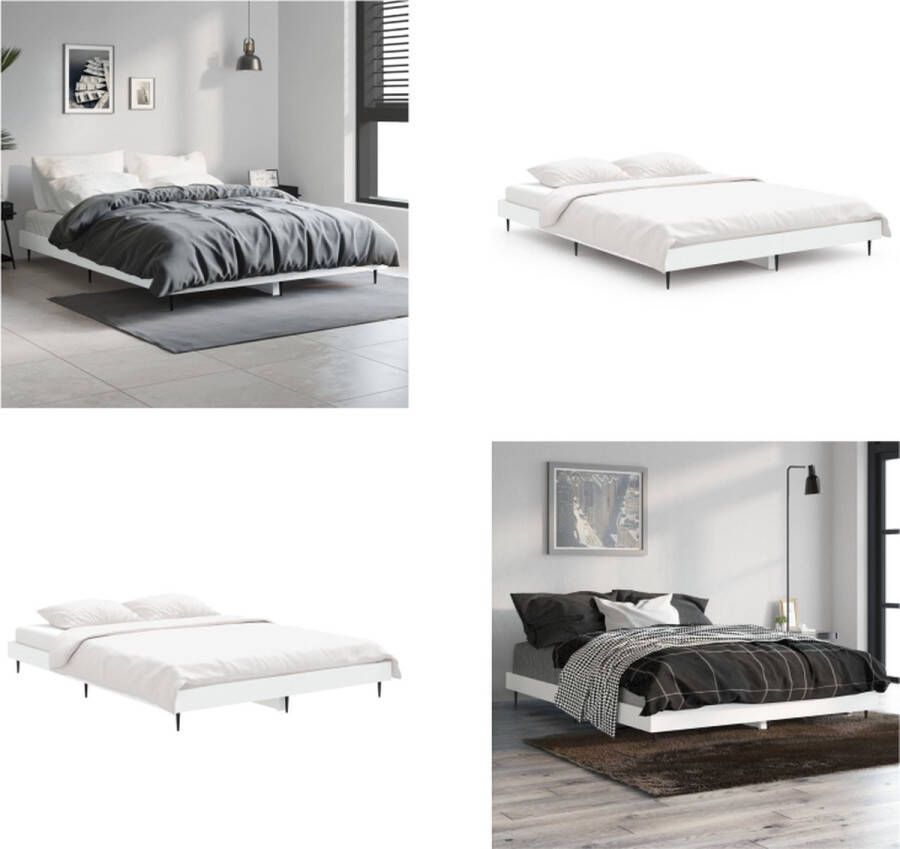 VidaXL Bedframe bewerkt hout wit 135x190 cm Bedframe Bedframes Bed Frame