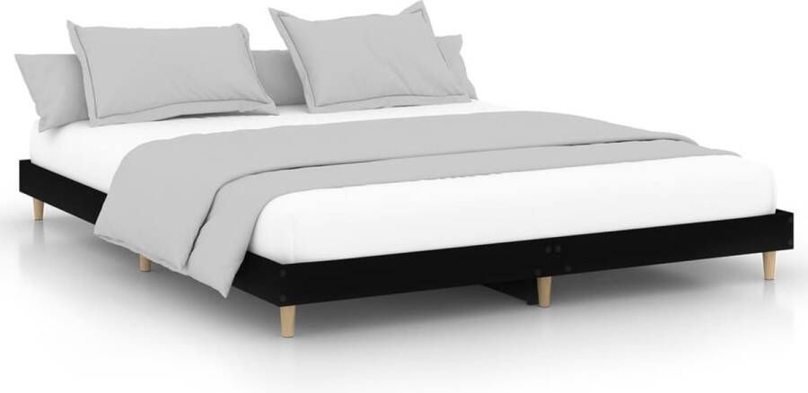 VidaXL -Bedframe-bewerkt-hout-zwart-120x200-cm - Foto 1