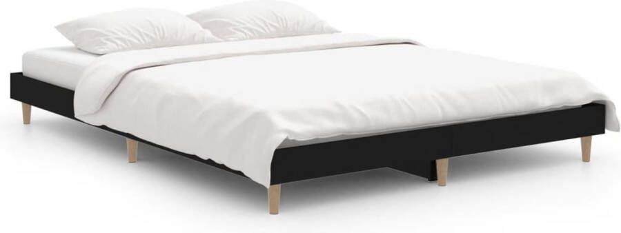 VidaXL -Bedframe-bewerkt-hout-zwart-135x190-cm