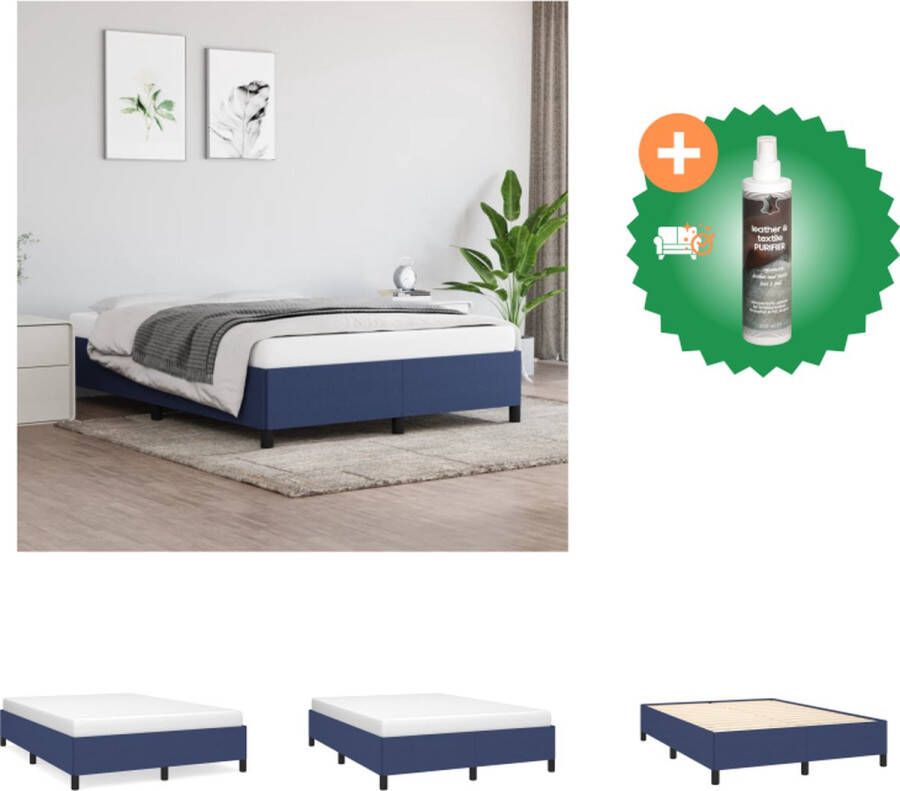 VidaXL Bedframe Blauw 193x143x35 cm Duurzaam materiaal ondersteunende poten multiplex lattenbodem geen matras inbegrepen Bed Inclusief Reiniger