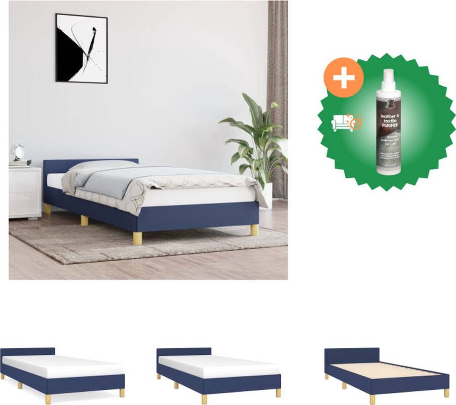 VidaXL Bedframe Bedframes 193 x 93 x 118 128 cm Blauw stof (100% polyester) Duurzaam materiaal Verstelbare hoogte Ondersteunende poten Multiplex lattenbodem Comfortabele ondersteuning Bed Inclusief Reiniger - Foto 2