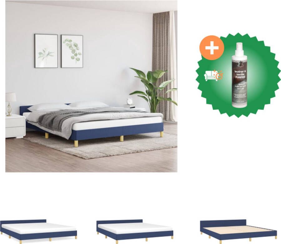 VidaXL Bedframe Blauw 203 x 186 x 118 128 cm Verstelbaar hoofdbord ondersteunende poten Multiplex lattenbodem Comfortabele ondersteuning Duurzaam materiaal Bed Inclusief Reiniger
