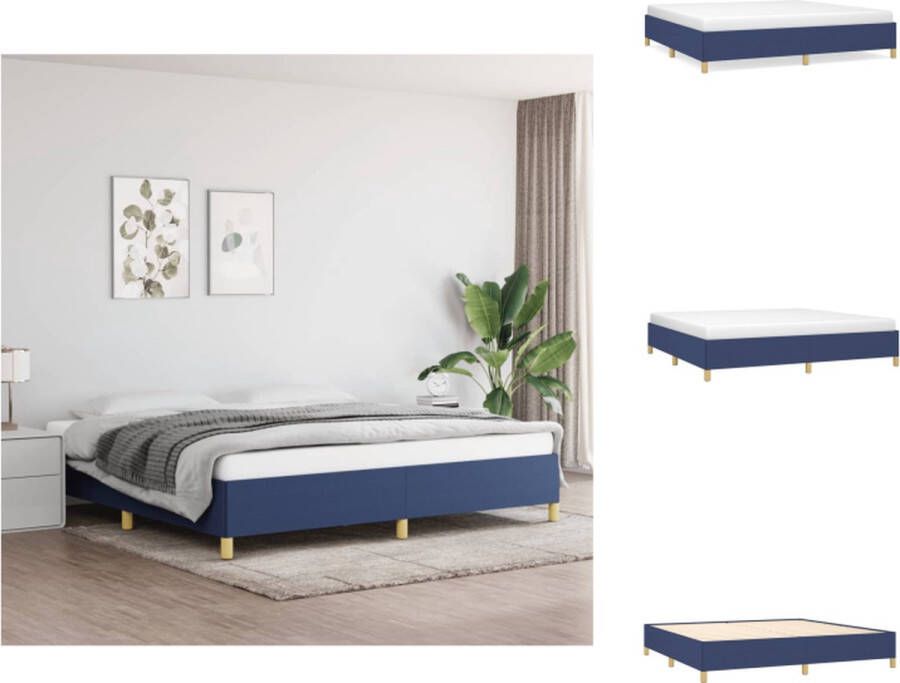 VidaXL Bedframe Blauw 203 x 203 x 35 cm Stof en multiplex lattenbodem Bed