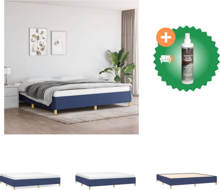 VidaXL Bedframe Blauw Stof Multiplex 203 x 203 x 35 cm Duurzaam en Ondersteunend Bed Inclusief Reiniger