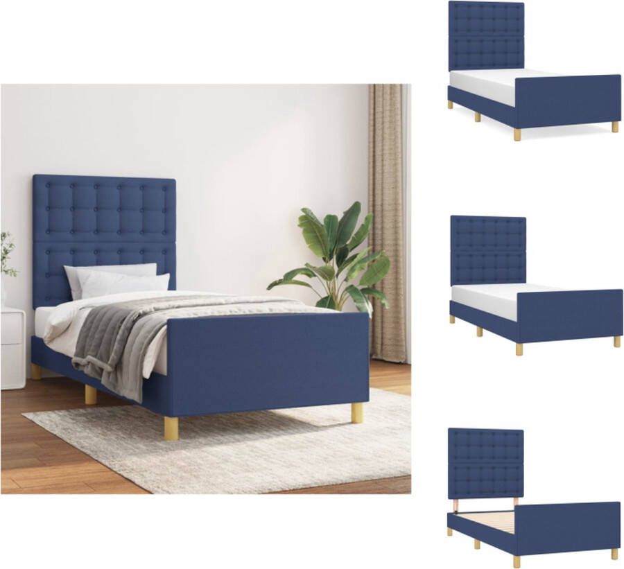 VidaXL Bedframe Blauw 203 x 83 x 118 128 cm Verstelbaar hoofdeinde Bed