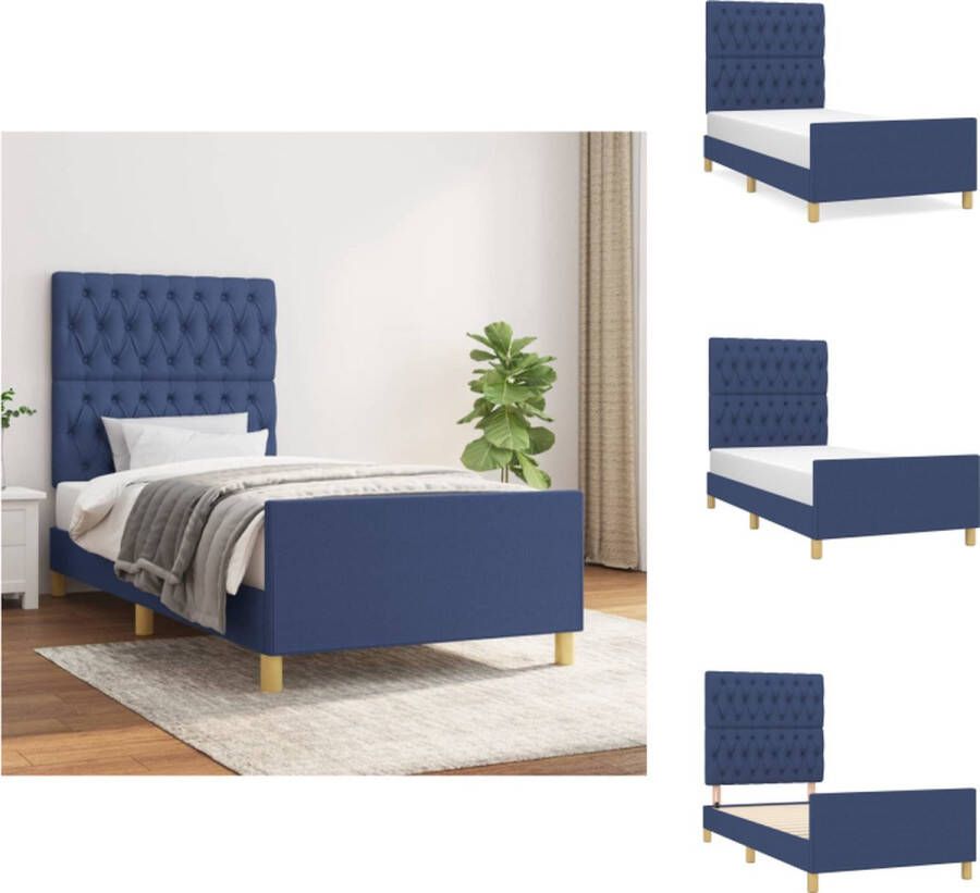 VidaXL Bedframe Blauw 203 x 93 x 118 128 cm Verstelbaar hoofdeind Duurzaam materiaal Bed