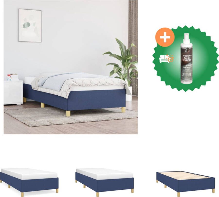 VidaXL Bedframe Blauw 203 x 93 x 25 cm Duurzaam stof Ondersteunende poten Multiplex lattenbodem Bed Inclusief Reiniger - Foto 2