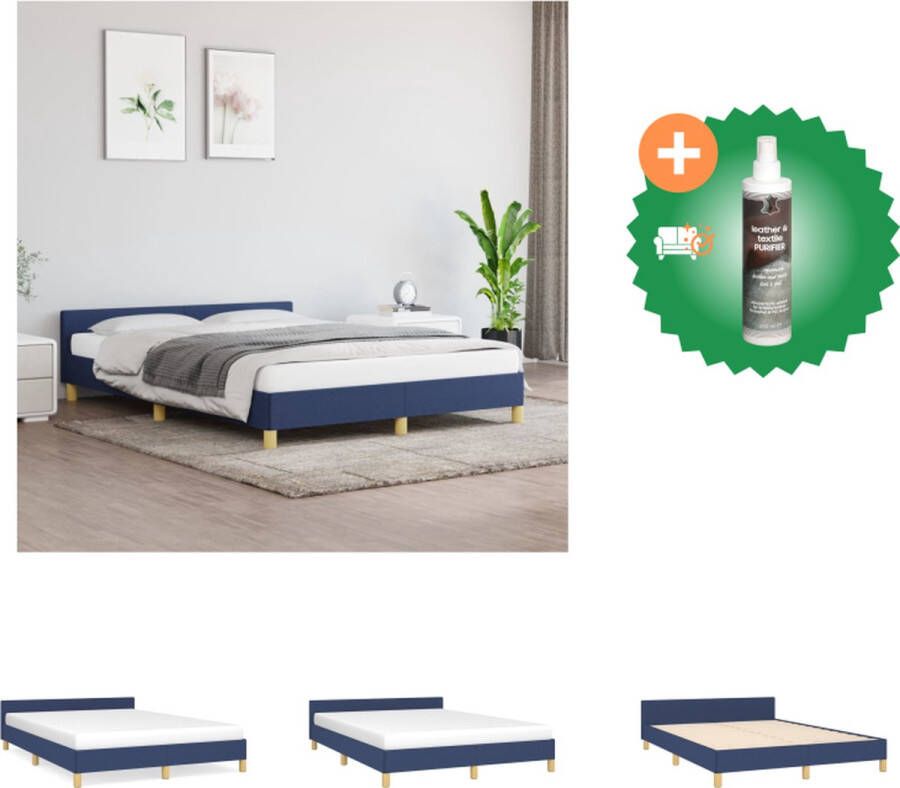 VidaXL Bedframe Blauw 203 x 146 x 118 128 cm Verstelbaar hoofdeinde Stevige poten Multiplex lattenbodem (- ) Bed Inclusief Reiniger
