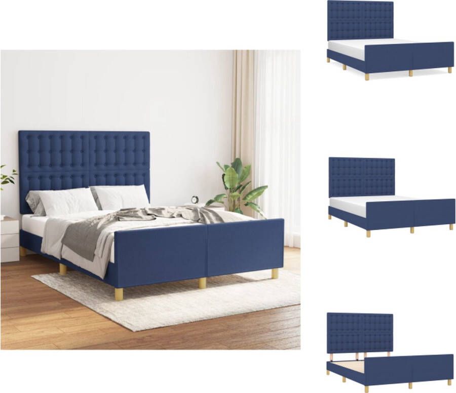 VidaXL Bedframe Blauw Multiplex 193 x 146 cm Verstelbaar hoofdeinde Bed