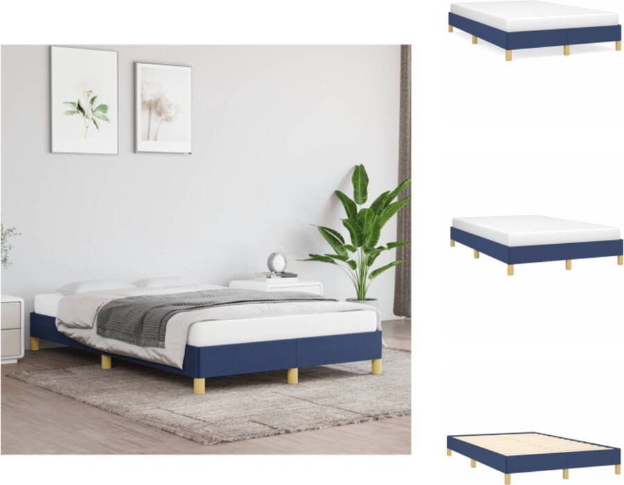 VidaXL Boxspringframe Bedframe 203x120x35cm Kleur- Blauw Materiaal- Stof multiplex Geschikte matras- 120x200cm Bed - Foto 4