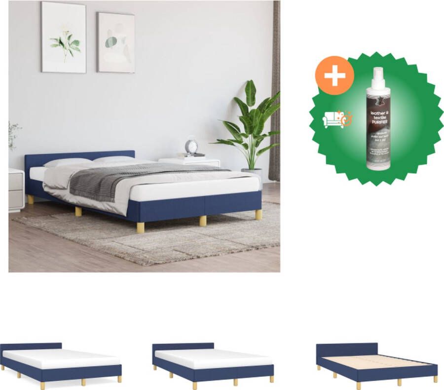 VidaXL Bedframe Blauw 203x126x118 128 cm Verstelbaar hoofdeinde Stabiele poten Multiplex lattenbodem Comfortabele ondersteuning Bed Inclusief Reiniger