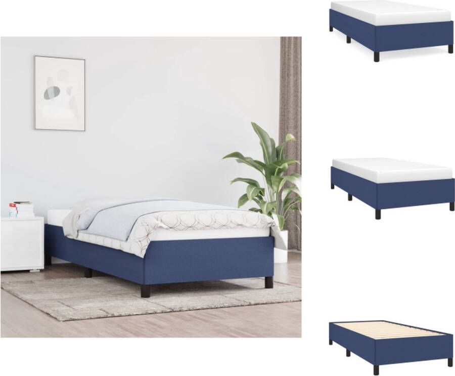 VidaXL Bedframe Blauw Stof 203 x 83 x 35 cm Multiplex Lattenbodem Bed