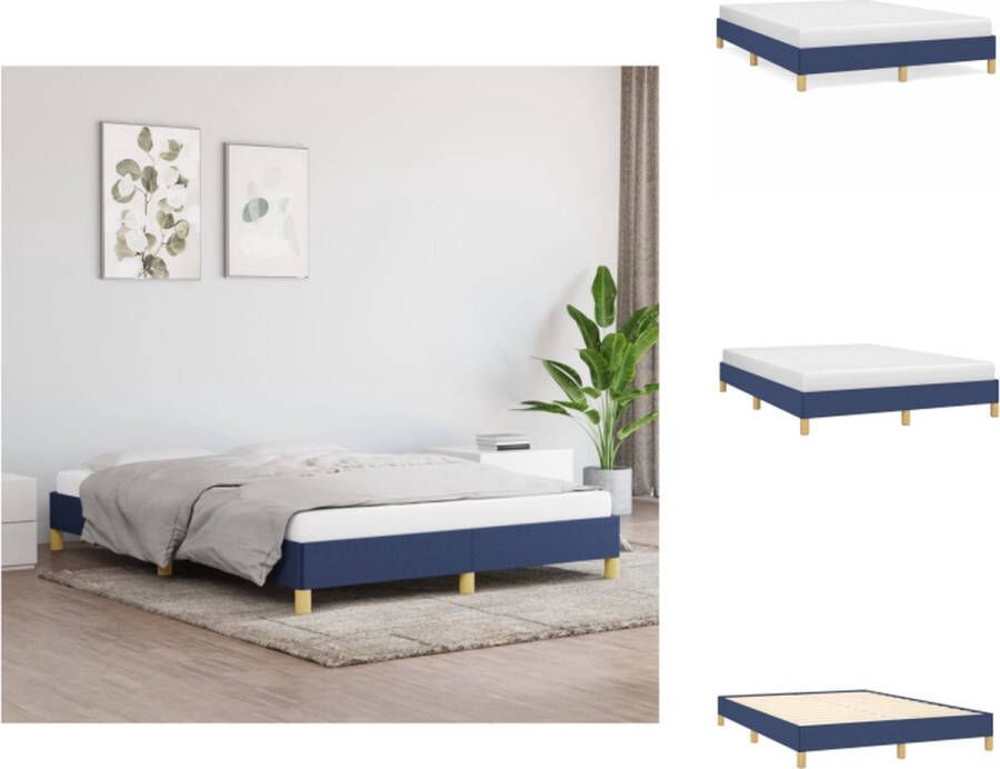 vidaXL Bedframe Blauw Stof 203x143x25cm Duurzaam en Ademend Bed