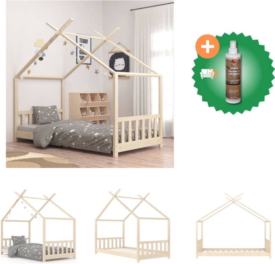 VidaXL Bedframe Boomhut-stijl Massief grenenhout 146x78x132 cm Geschikt voor 70x140 cm matras Bed Inclusief Houtreiniger en verfrisser