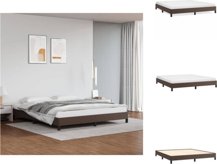 VidaXL Bedframe Bruin Kunstleer 203x163x25 cm Stabiele poten Multiplex lattenbodem Bed - Foto 2