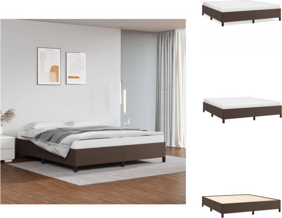 VidaXL Bedframe Bruin Kunstleer 203x183x35 cm Ondersteunende poten Multiplex lattenbodem Bed - Foto 3
