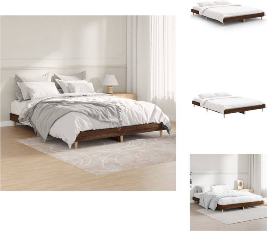 VidaXL Bedframe Bruineiken 193x138x20 cm Duurzaam materiaal Ondersteunende poten Multiplex lattenbodem Geen matras Bed