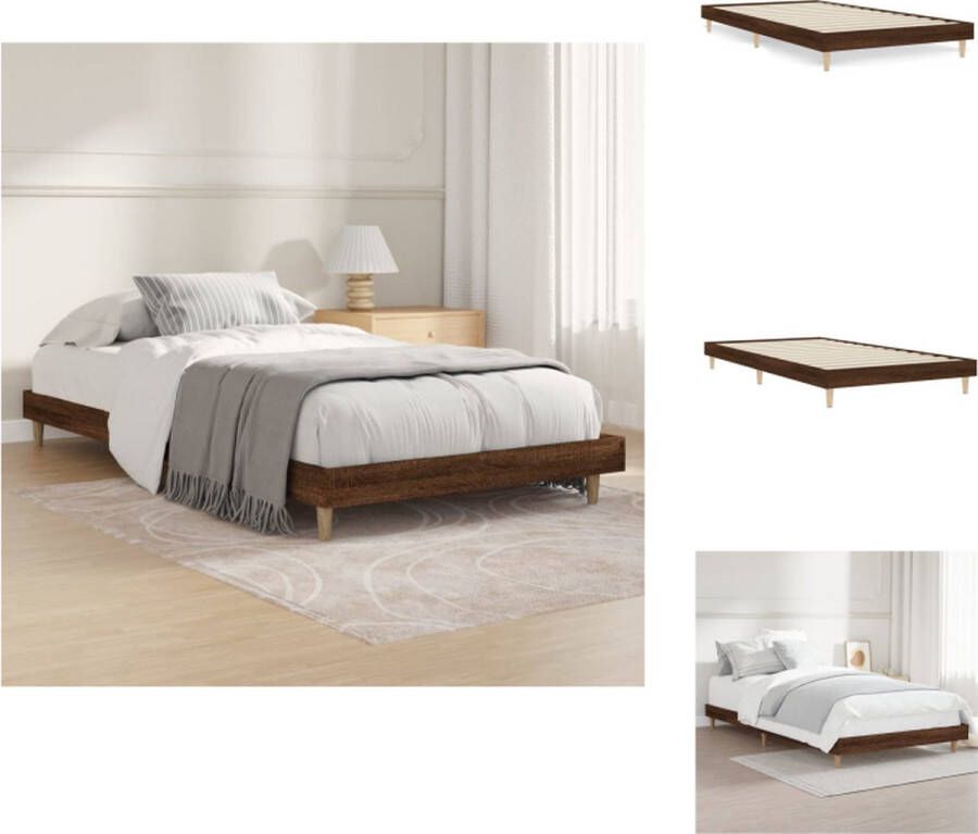 VidaXL Bedframe Bedframes Slaapkamermeubel Slaapmeubel Bedframe zonder matras bewerkt hout bruin eikenkleur 90x200 cm - Foto 2