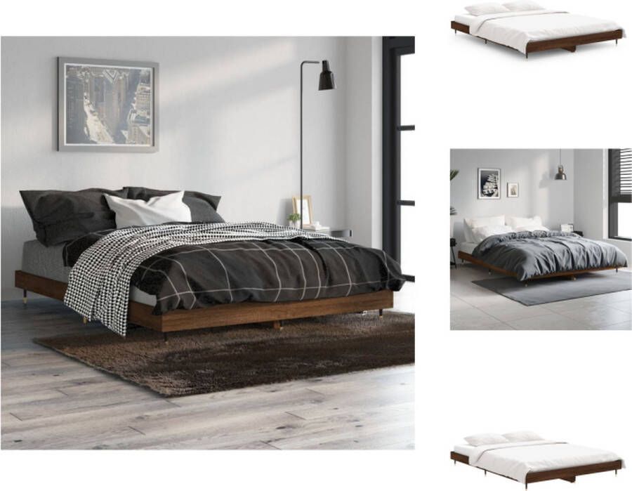 VidaXL Bedframe Bruineiken Bedframes 193 x 143 x 20 cm Duurzaam bewerkt hout Bed