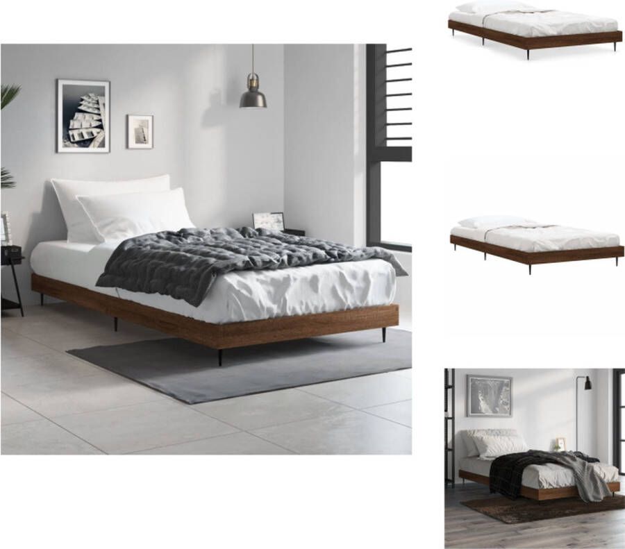 VidaXL Bedframe Bruineiken Bedframes 203 x 93 x 20 cm Duurzaam hout+metaal Multiplex lattenbodem Bed