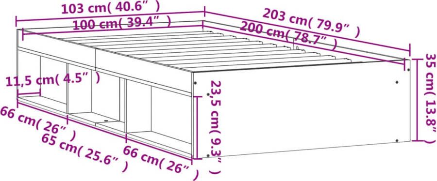 VidaXL -Bedframe-bruin-eikenkleurig-100x200-cm - Foto 4