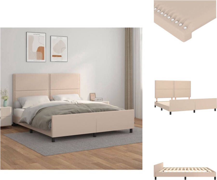 VidaXL Bedframe Cappuccino 203 x 166 x 118 128 cm Duurzaam kunstleer Verstelbaar hoofdeinde Stabiele poten Multiplex lattenbodem Bed