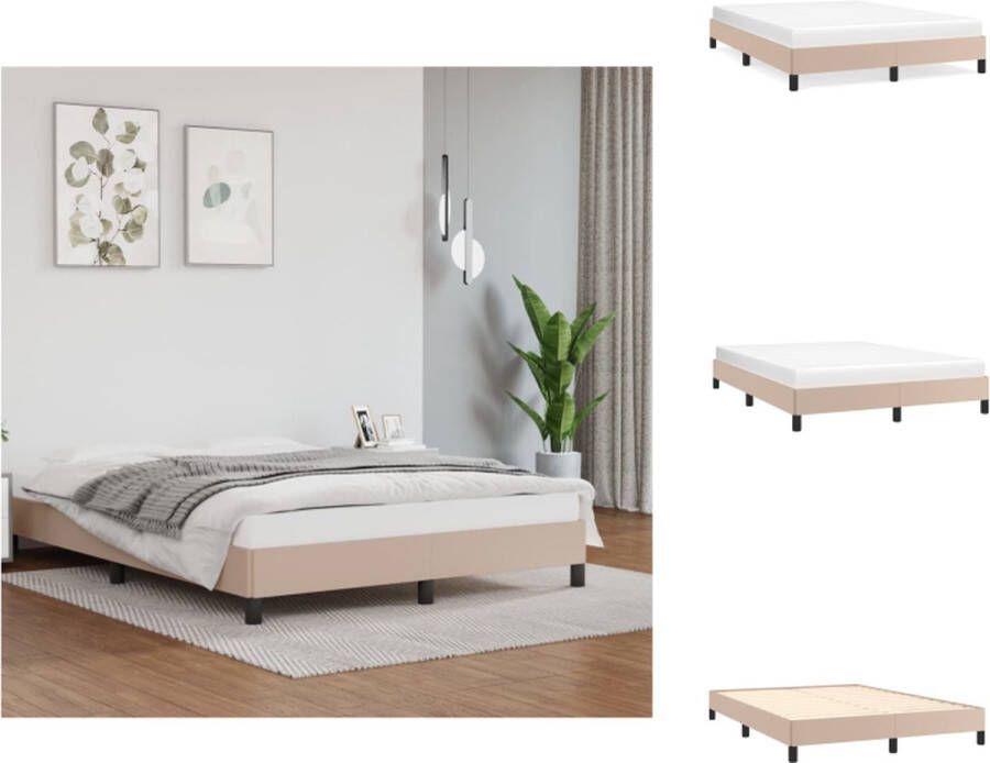 VidaXL Bedframe Cappuccino Kunstleer 203 x 143 x 25 cm Geschikte matras- 140 x 200 cm Duurzaam en stabiel Bed