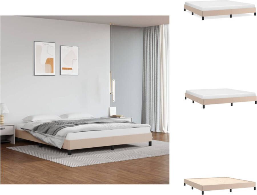 VidaXL Bedframe Cappuccino Kunstleer Multiplex 203x183x25 cm Geschikt voor 180x200 cm matras Bed