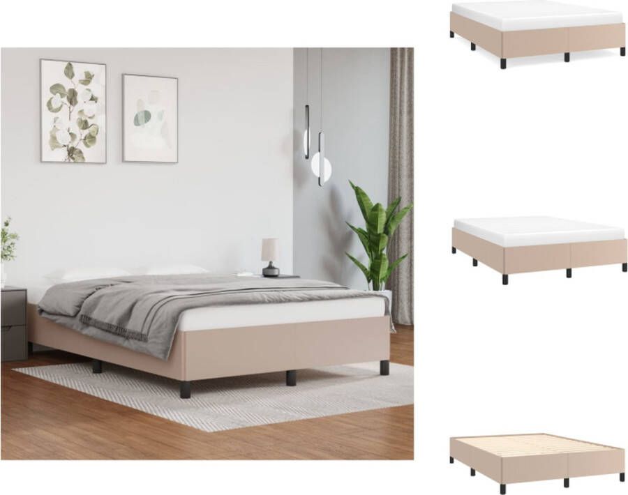 VidaXL Bedframe Cappuccino Kunstleer Multiplex Afmetingen- 203 x 143 x 35 cm Duurzaam materiaal Bed - Foto 3