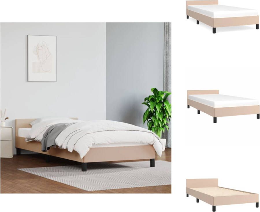 VidaXL Bedframe Met Hoofdbord Bedframes Met Hoofdborden Bedframe Bed Bedframe met hoofdbord kunstleer cappuccinokleurig 100x200 cm