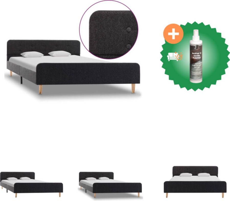 VidaXL Bedframe Classic 160 x 200 cm donkergrijs Bed Inclusief Reiniger