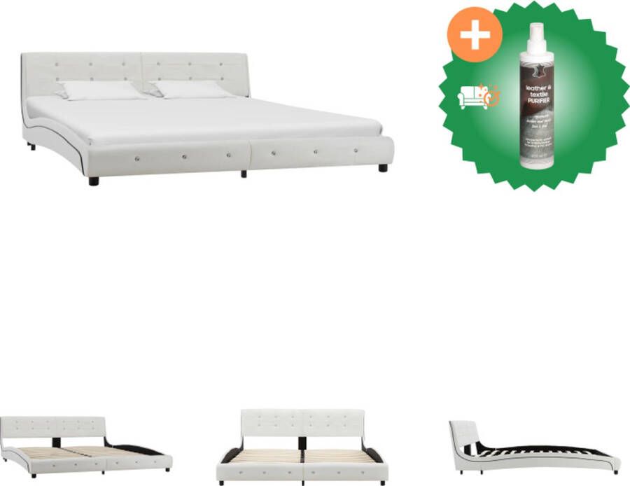 VidaXL Bedframe Classic 180x200 cm Wit IJzer en hout Bed Inclusief Reiniger